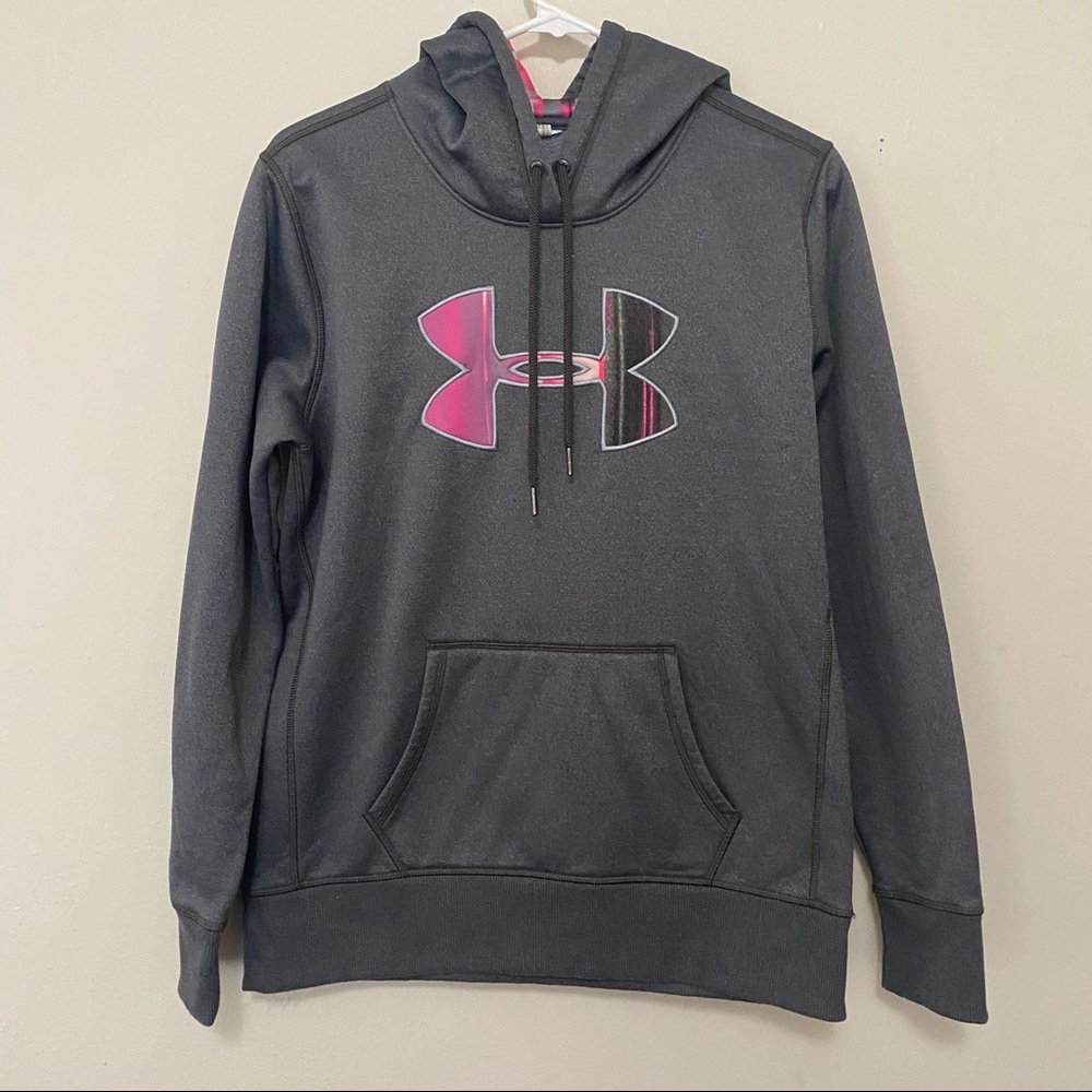 Under Armour Hoodie Gray Pink Storm Long Sleeve Sweatshirt Med